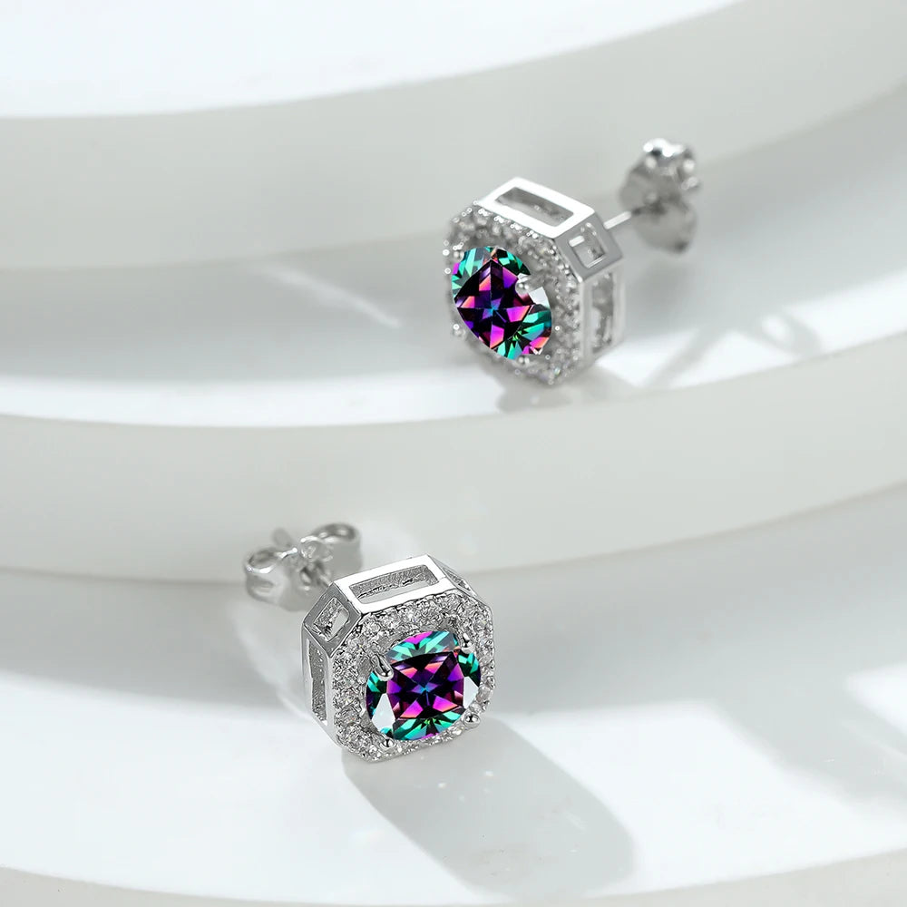 Silver Birthstone Diamond Studs