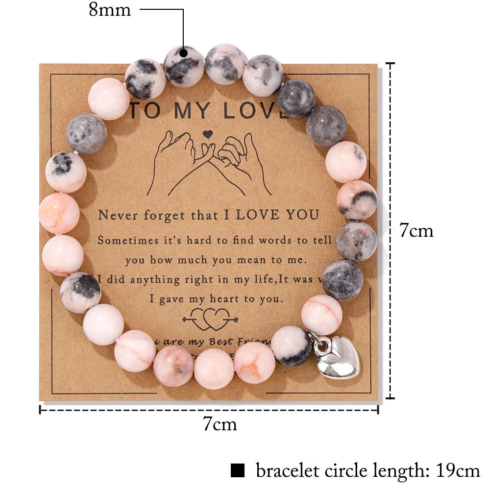 Long Distance Connection Natural Stone Charm Bracelets