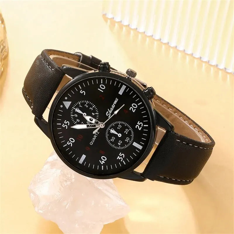 Luxury Leather 5PCS Quartz Wristwatch Set