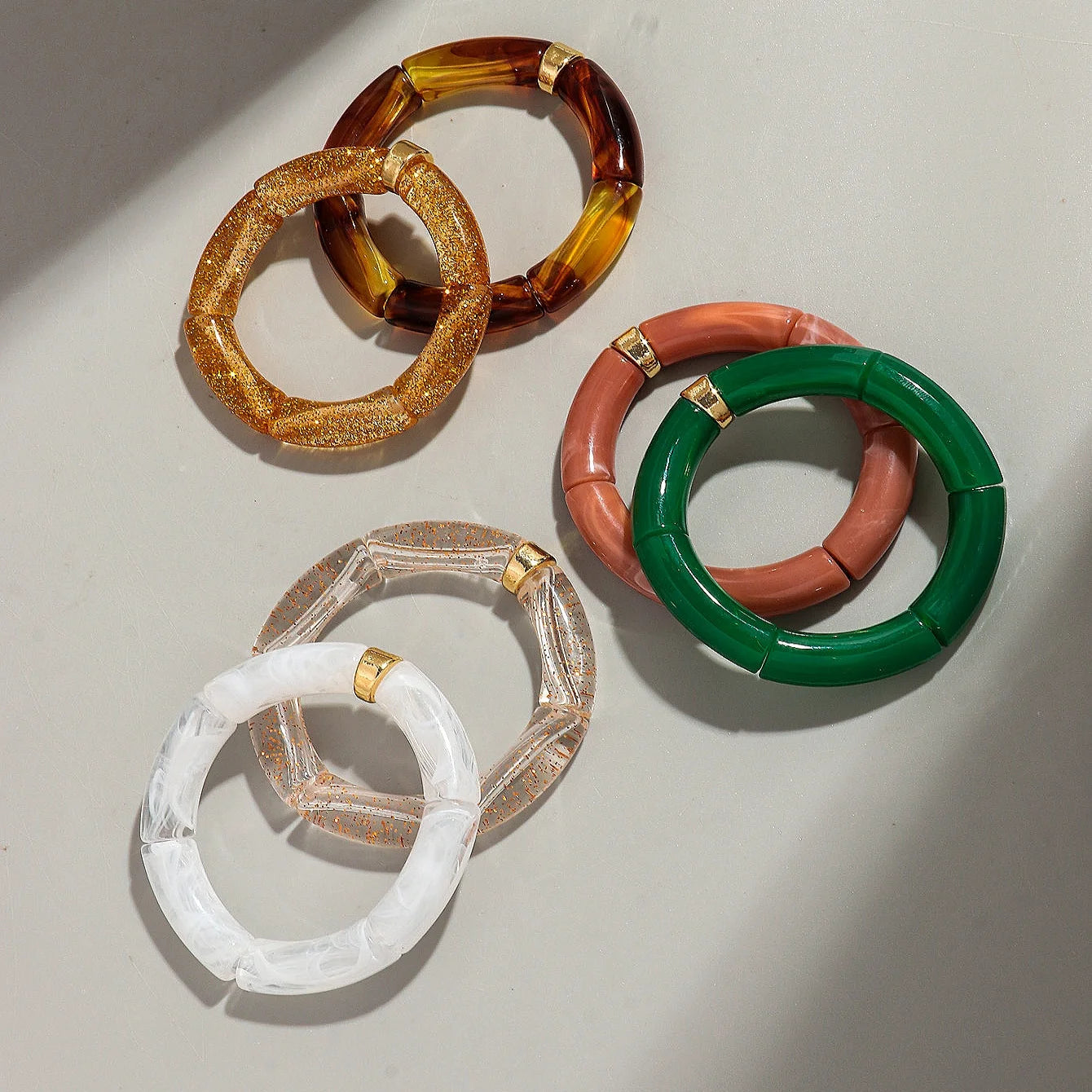 Chunky Bamboo Stackable Colorful Tube Bracelet