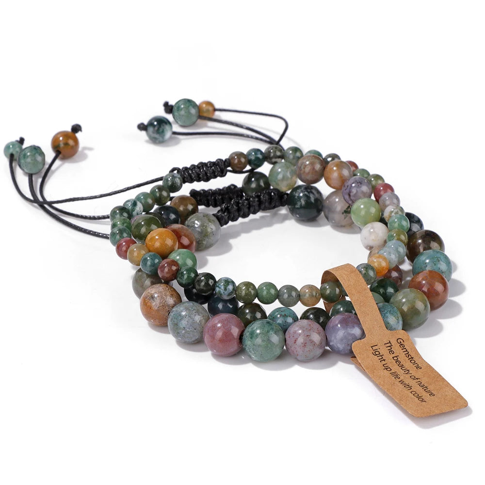 Universal Natural Stone Healing Mixed Size Beaded Bracelets