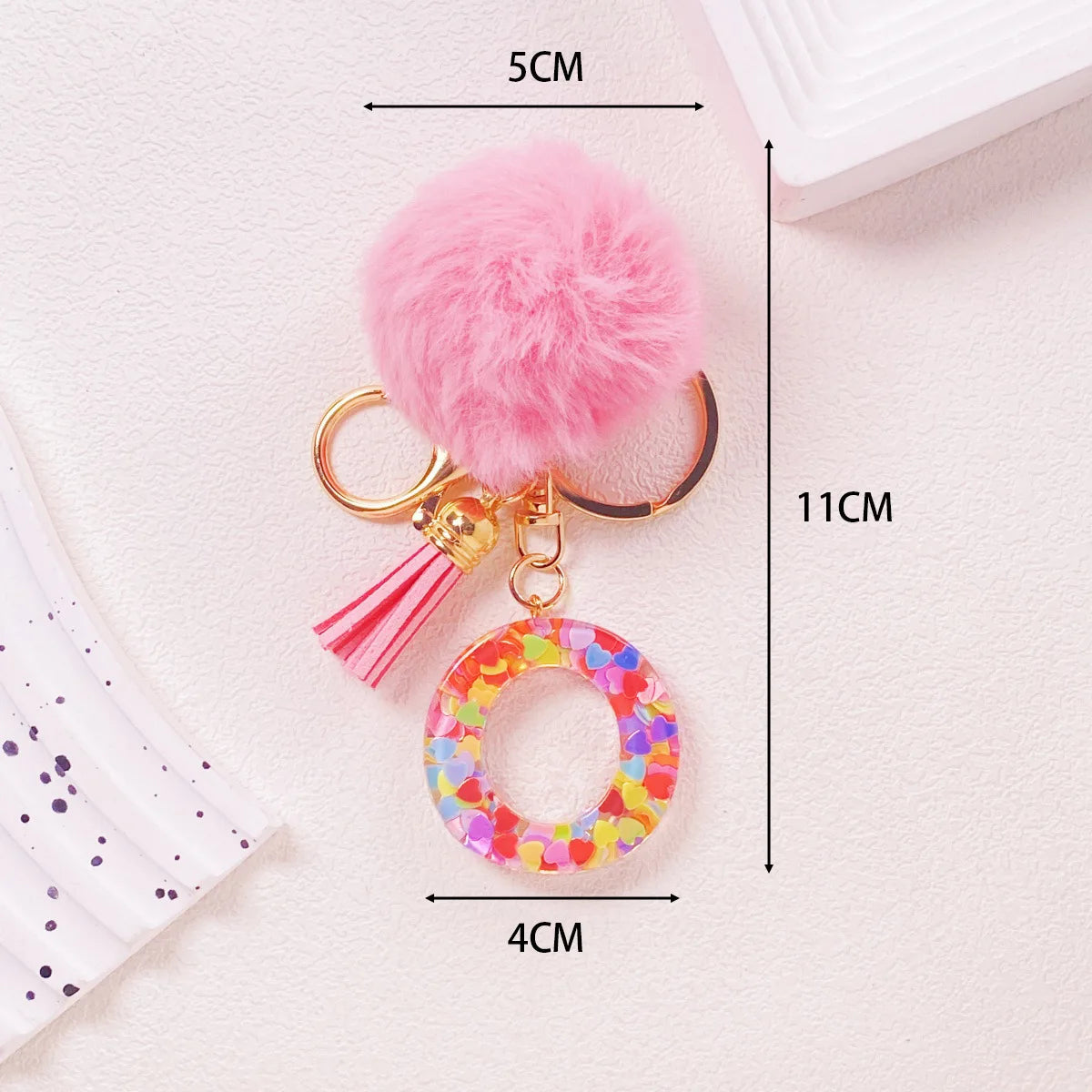 Pretty Pink Initials Alphabet Keychain Pendant
