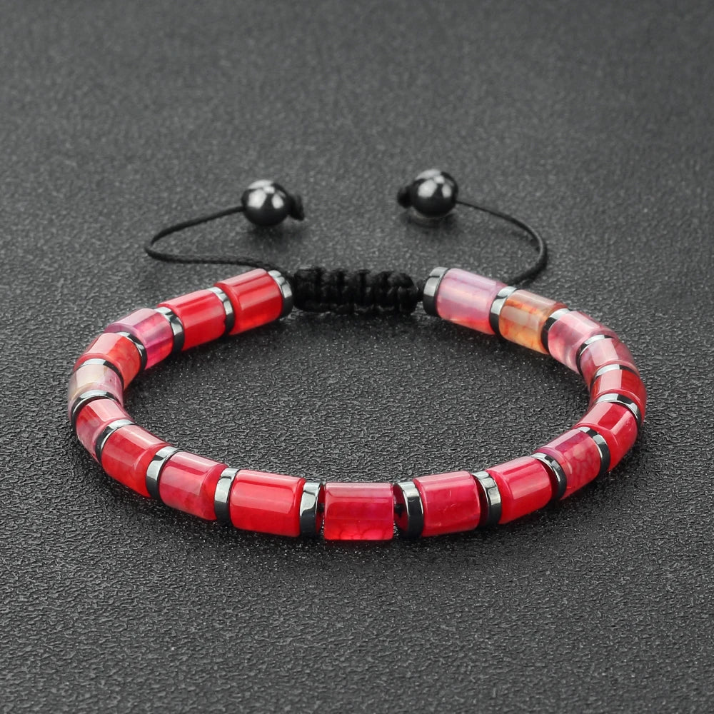 Spacer Glass Cylinder Braided Bracelet