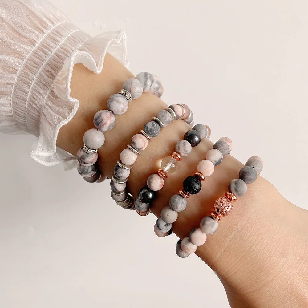 Beautiful Essential Oil Diffuser Healing Zebra Stone Bracelet