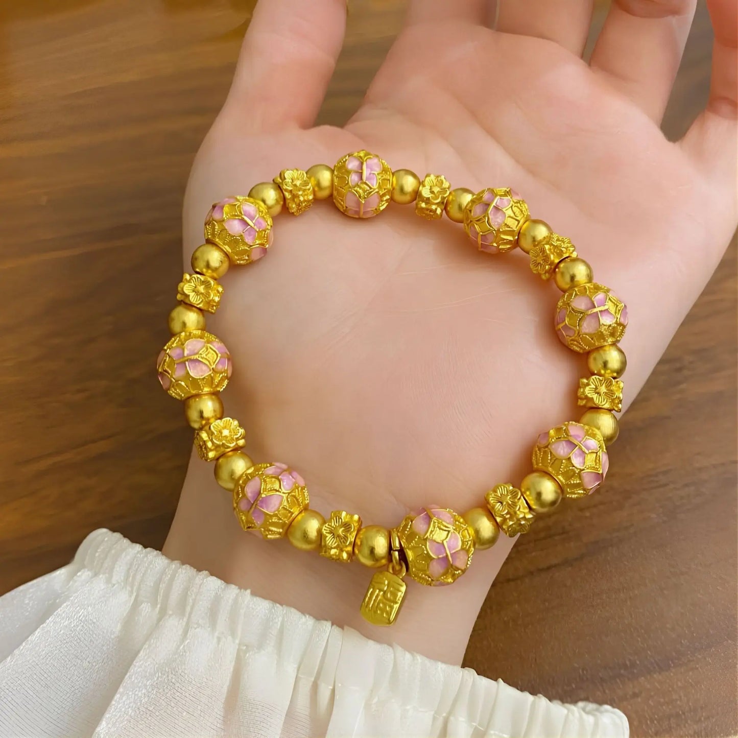 Pure 24K Gold Enchanting Luxury Butterfly Flower Bracelets