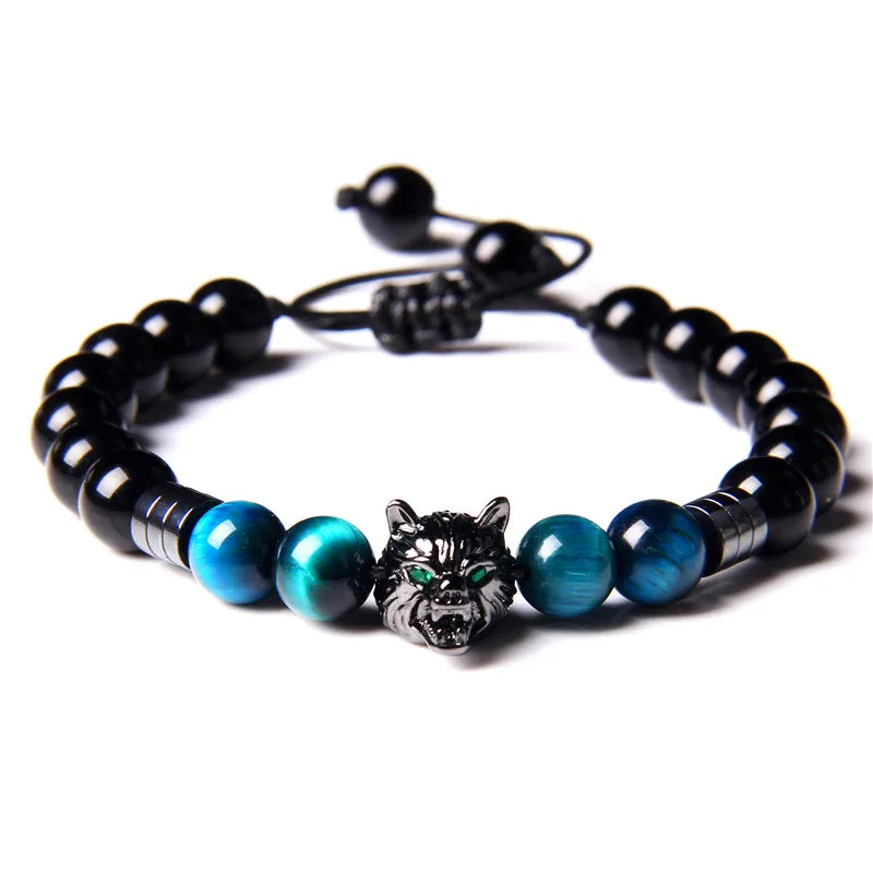 Alpha Wolf Head Charm Protection Diffuser Bracelet