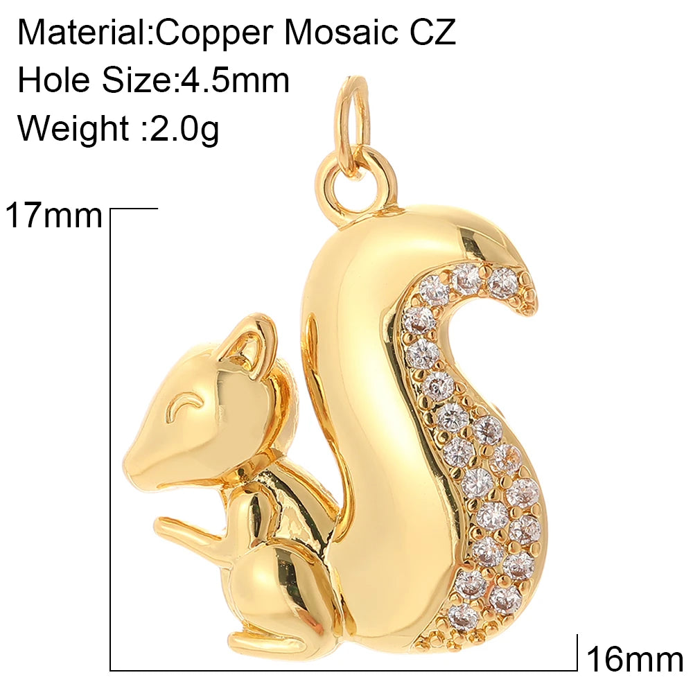 Cute Animals Plants Gold Bracelet Charm Pendants