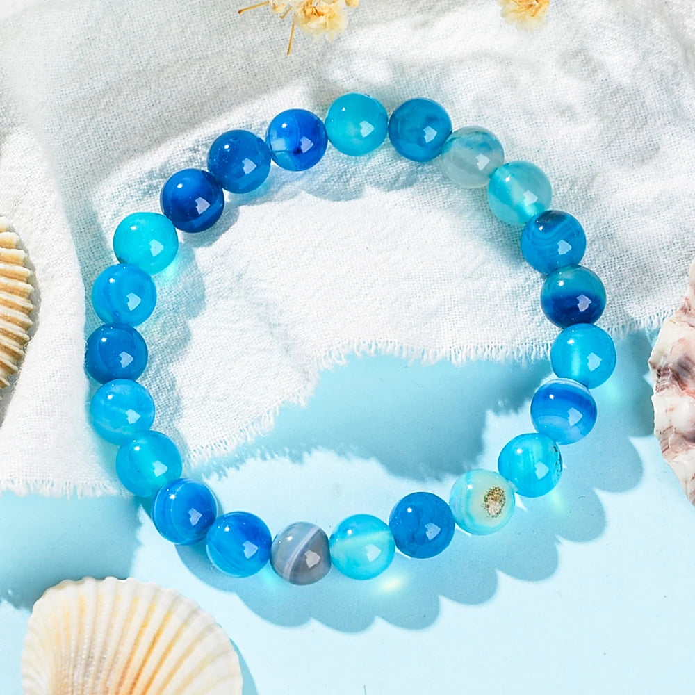 Serene Calming Blue Agate Crystal Bracelet