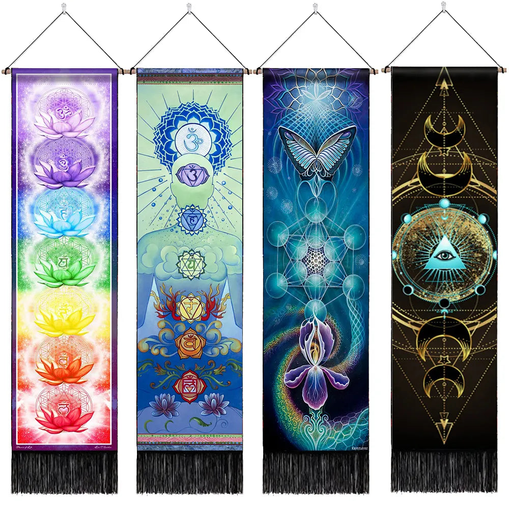 Seven Mandala Chakra Wall Hanging Spiritual Room Decor