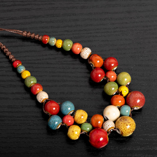 Unique Colorful Apple Vintage Ceramic Necklace