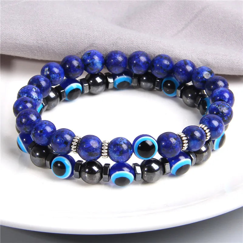 Lucky Blue Evil Eye Beads Bracelet Set