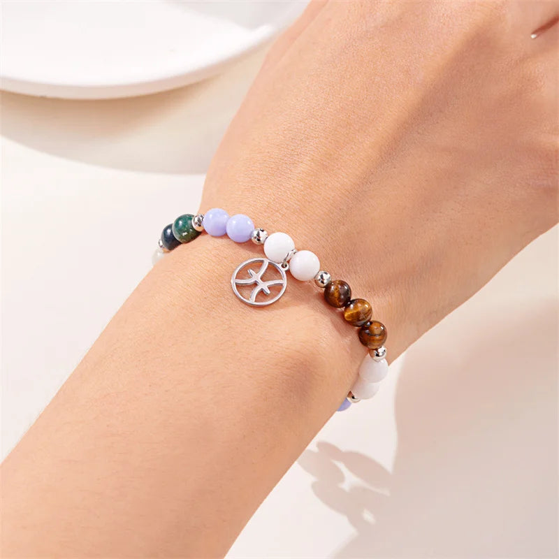 Colorful 12 Constellation Natural Stone Beaded Bracelets