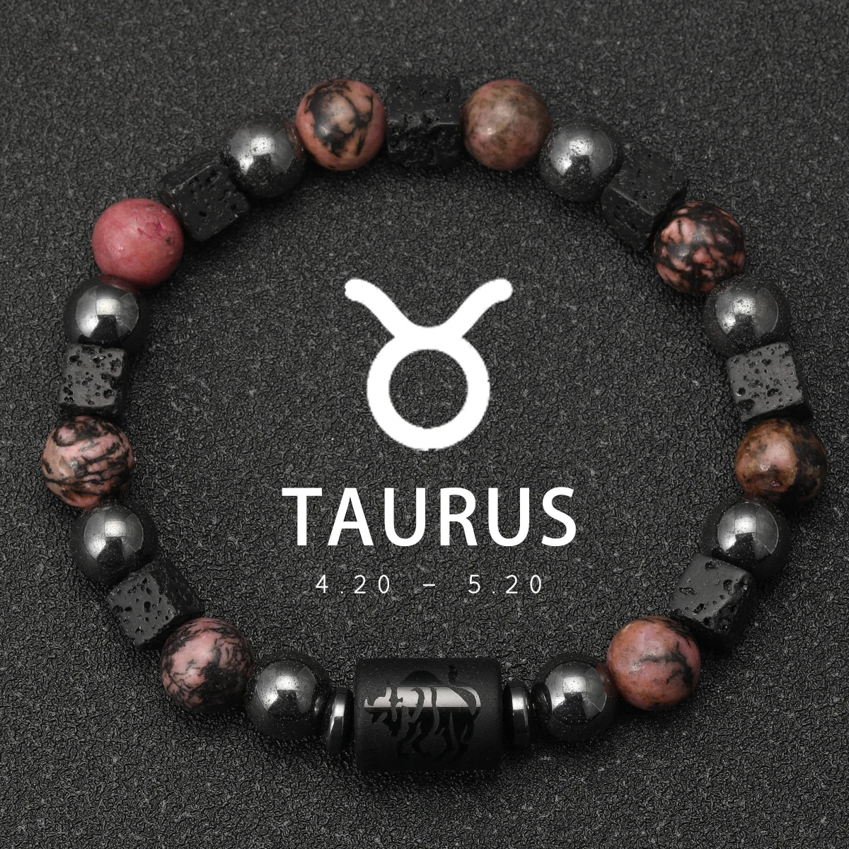 Obsidian Natural Stone 12 Zodiac Signs Bracelets