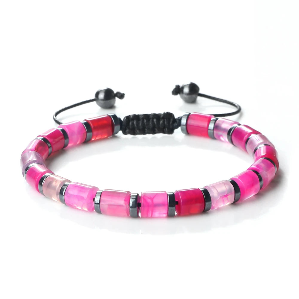 Spacer Glass Cylinder Braided Bracelet