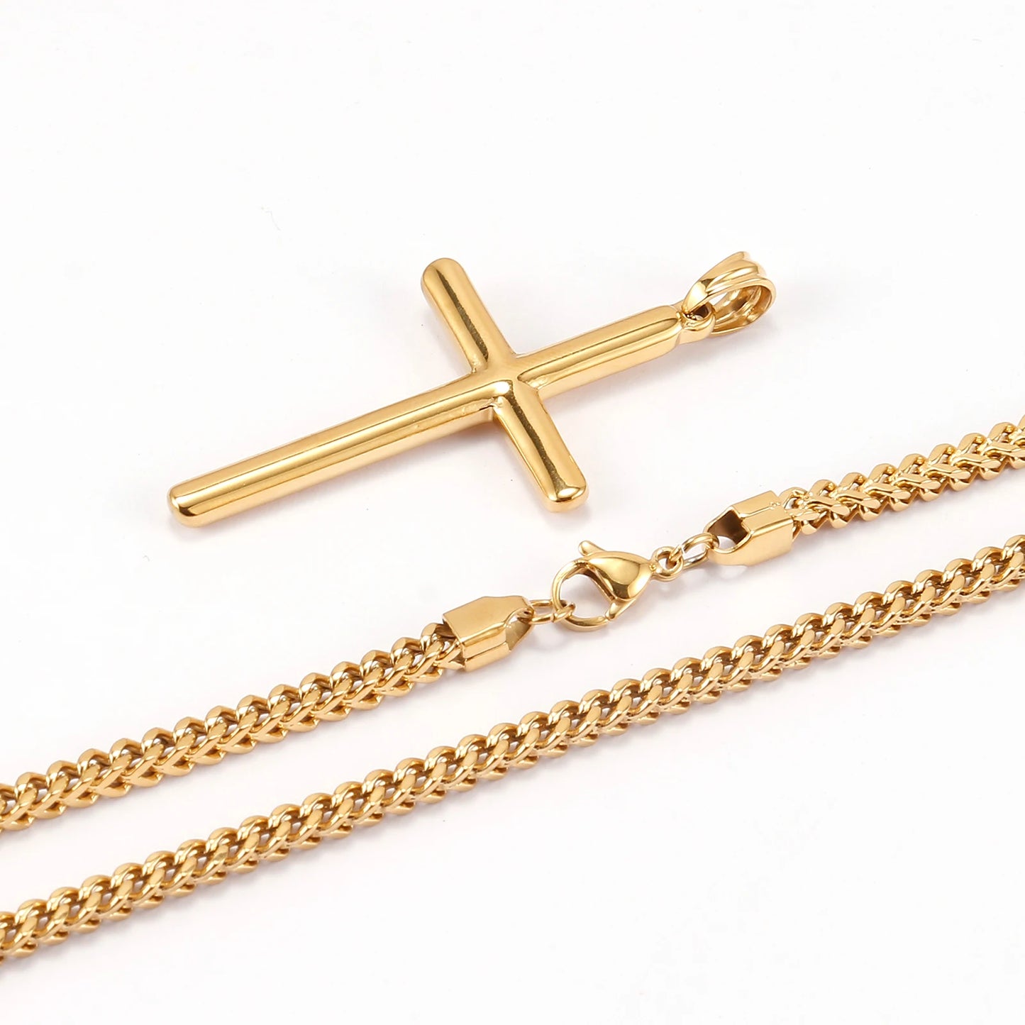 Stunning Gold & Silver Cross Pendant Necklace