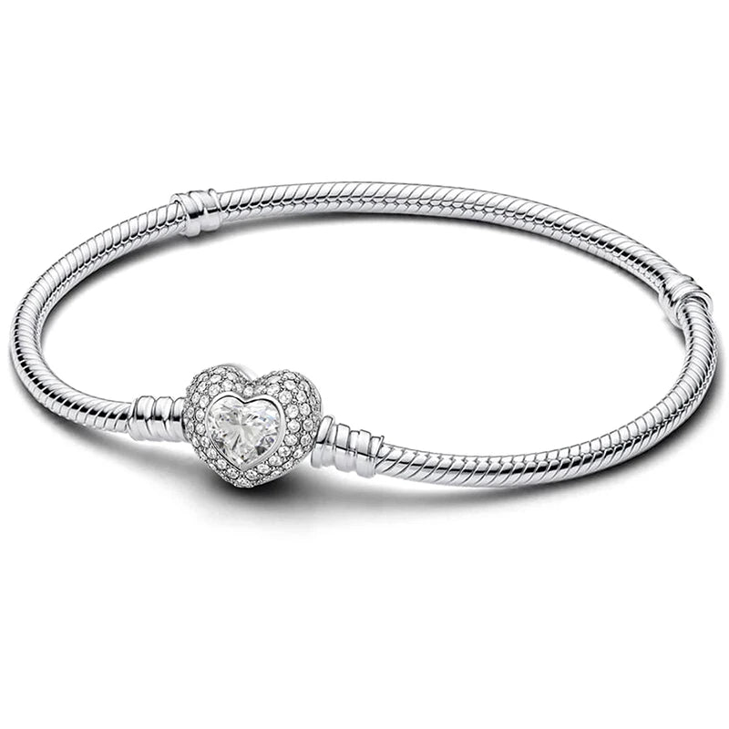 Sweet Love Heart Charm Platinum Bracelet