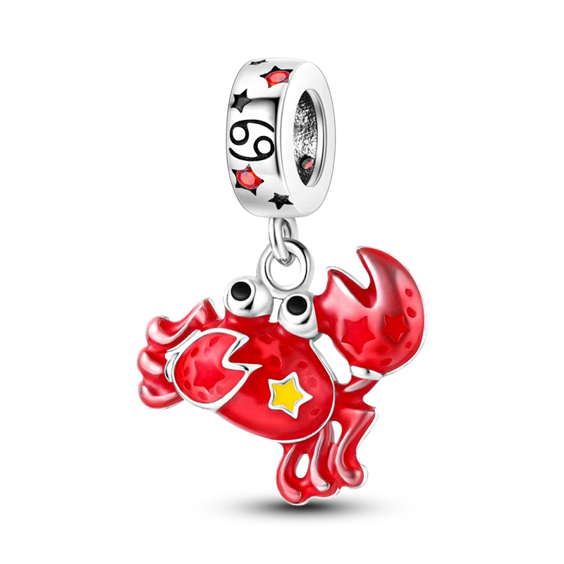 Zodiac Constellation Months Round Birthstone Charm Beads