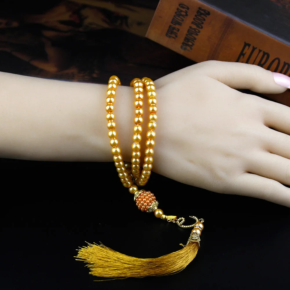 Glass Pearl Rosary 99 Bead Charm Bracelets