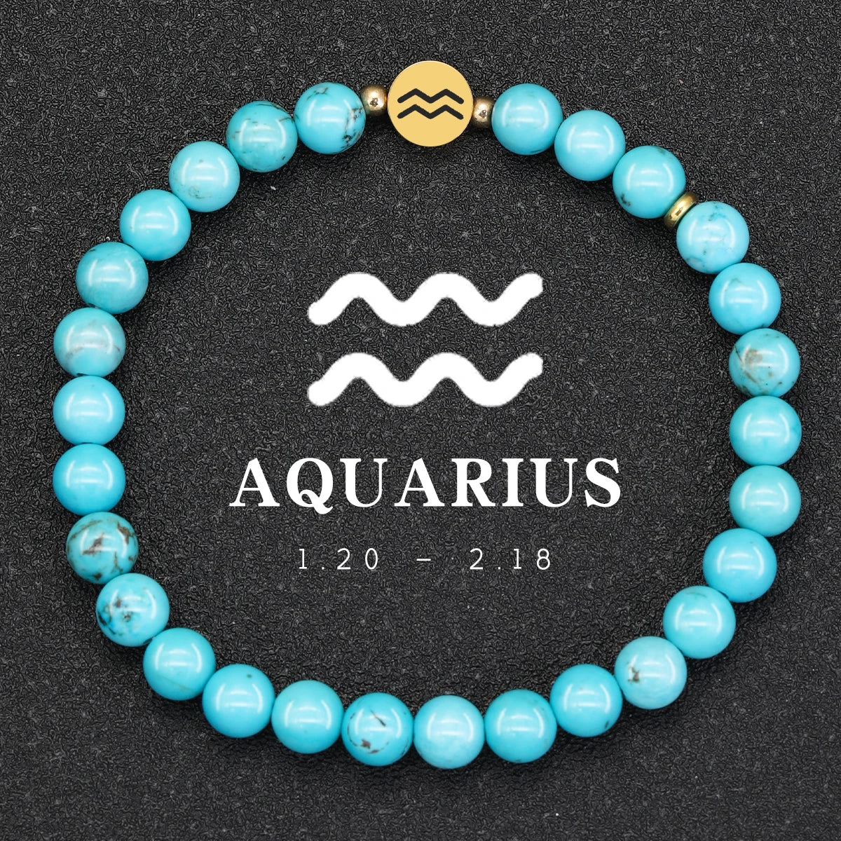 Natural Stone Blue Turquoise 12 Zodiac Bracelets