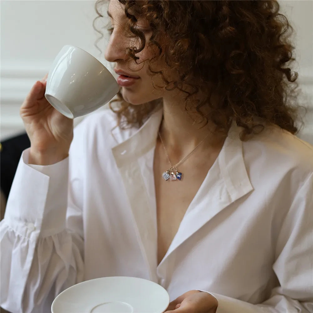 Gold Natural Stone Mineral Charm Necklaces