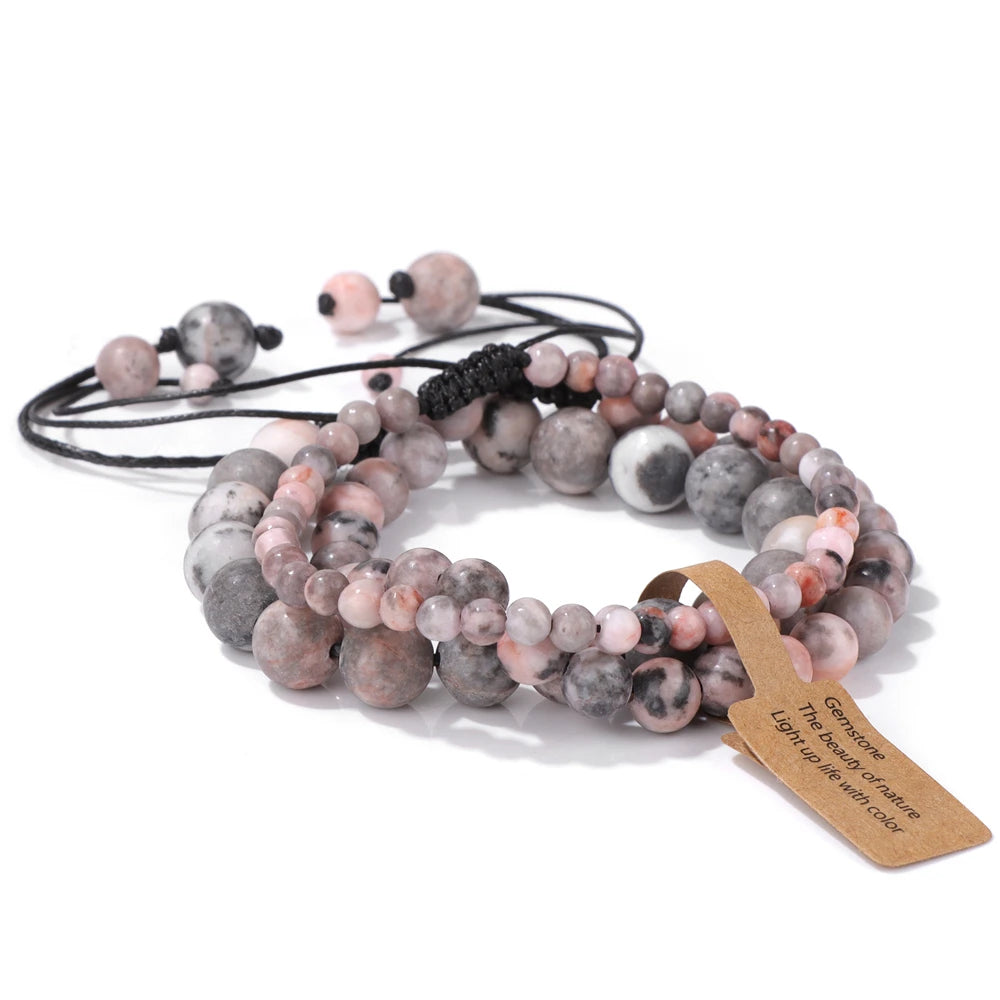 Universal Natural Stone Healing Mixed Size Beaded Bracelets