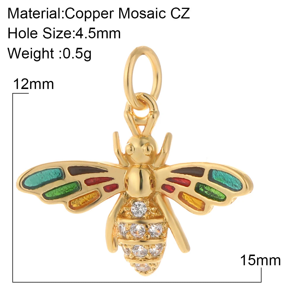 Cute Animals Plants Gold Bracelet Charm Pendants