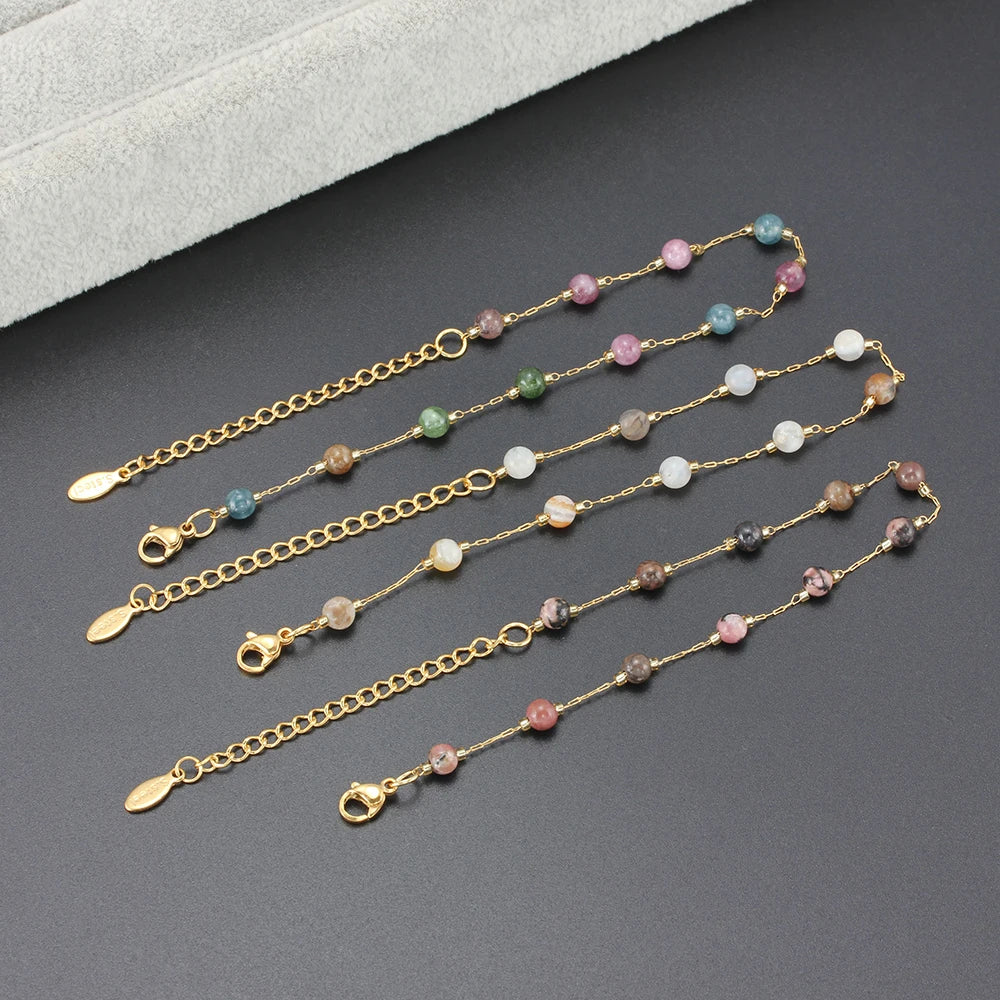 Colorful Gold Crystal Bead Bracelets