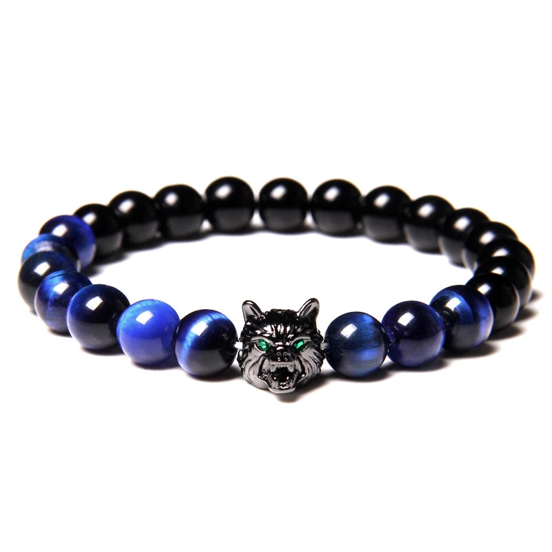 Alpha Wolf Head Charm Protection Diffuser Bracelet