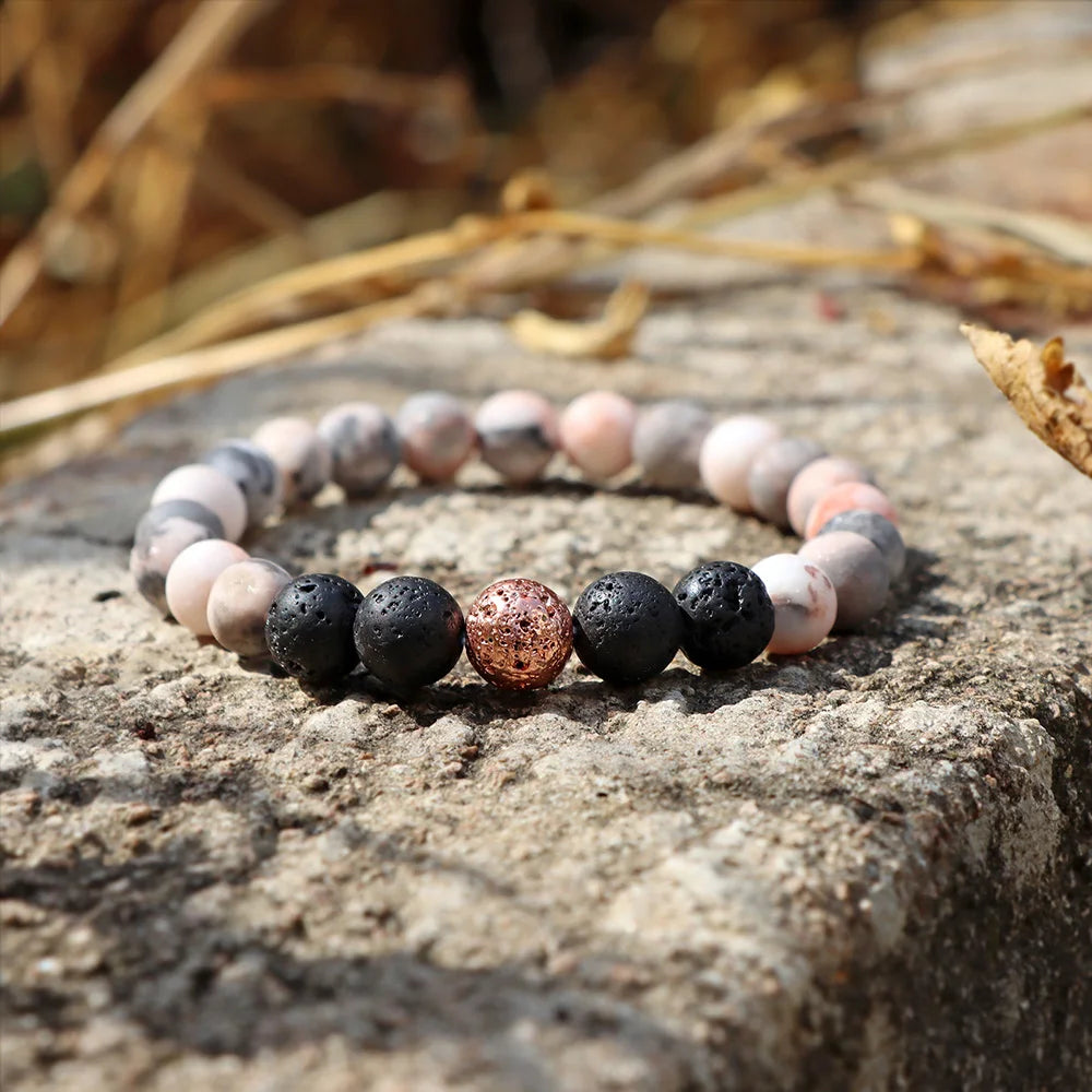 Beautiful Essential Oil Diffuser Healing Zebra Stone Bracelet
