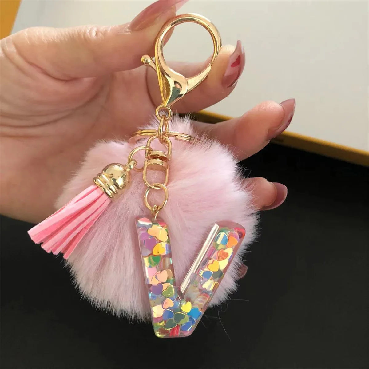 Pretty Pink Initials Alphabet Keychain Pendant