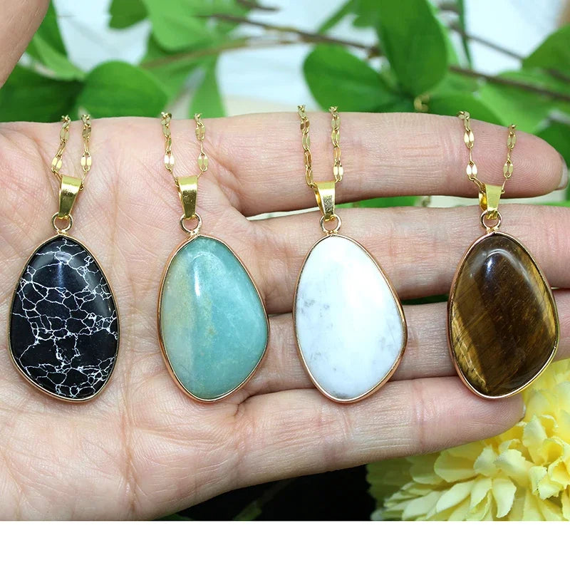 Gold Crystal Water Drop Pendant Necklace