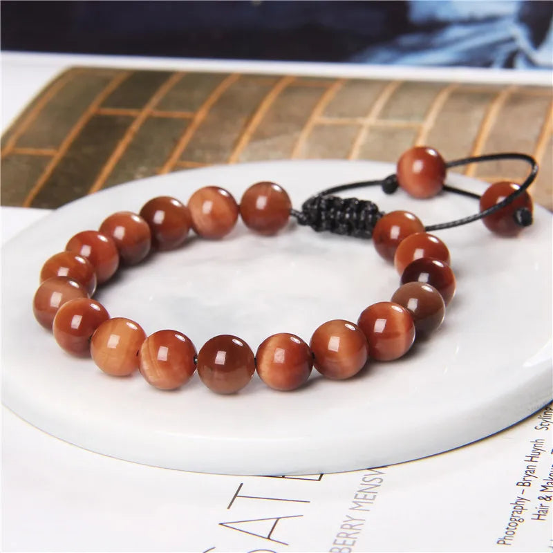Cool Royal 5 Star Natural Stone Tiger Eye Beaded Bracelets