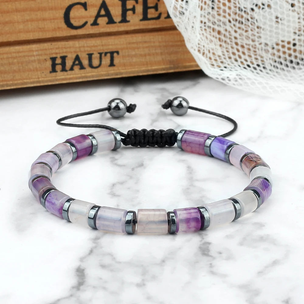 Spacer Glass Cylinder Braided Bracelet