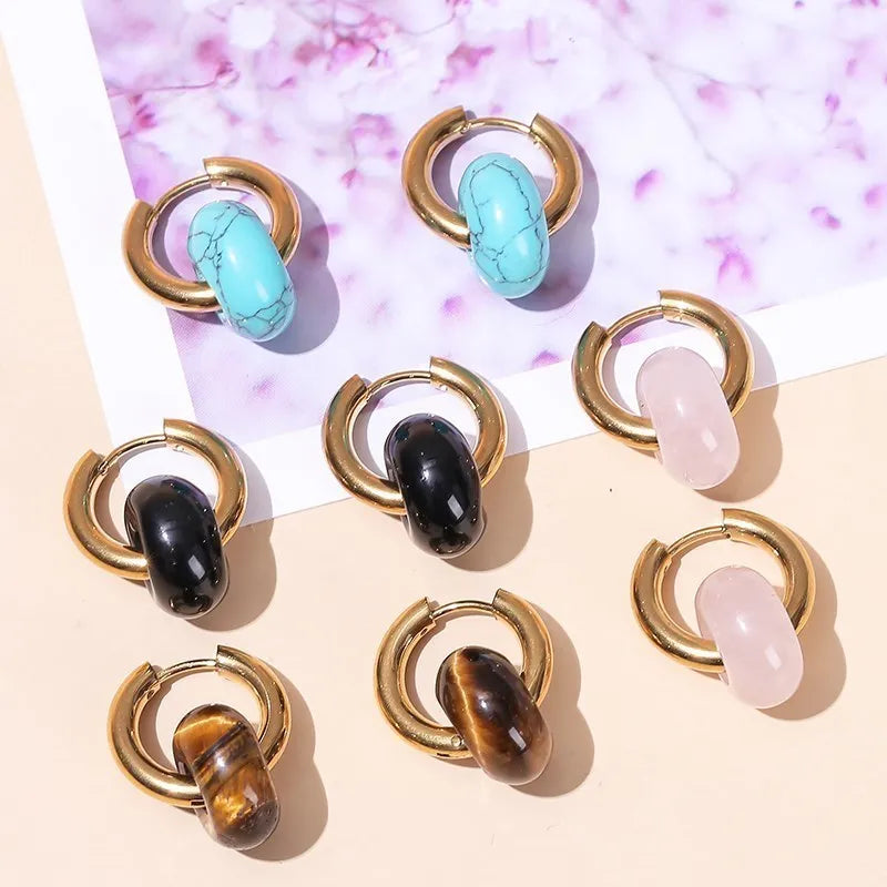 Beautiful Natural Healing Golden Copper Donut Hoop Earrings