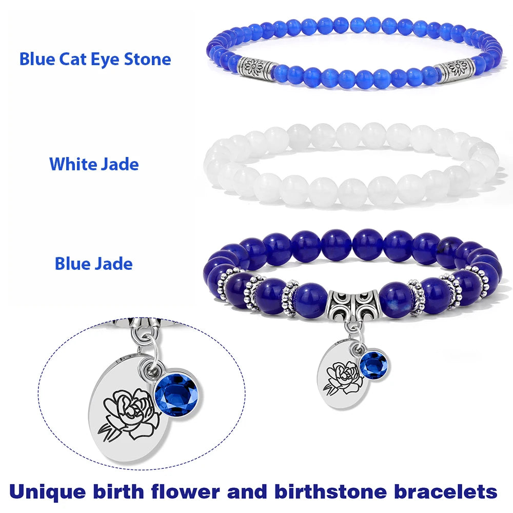 Birthstone Rose Sunflower Beaded Bracelet Sets