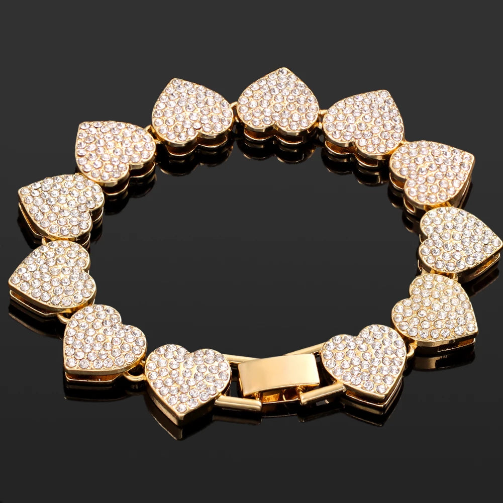 South Beach Miami Iced Out Cuban Link Bracelet 4Pcs Setss