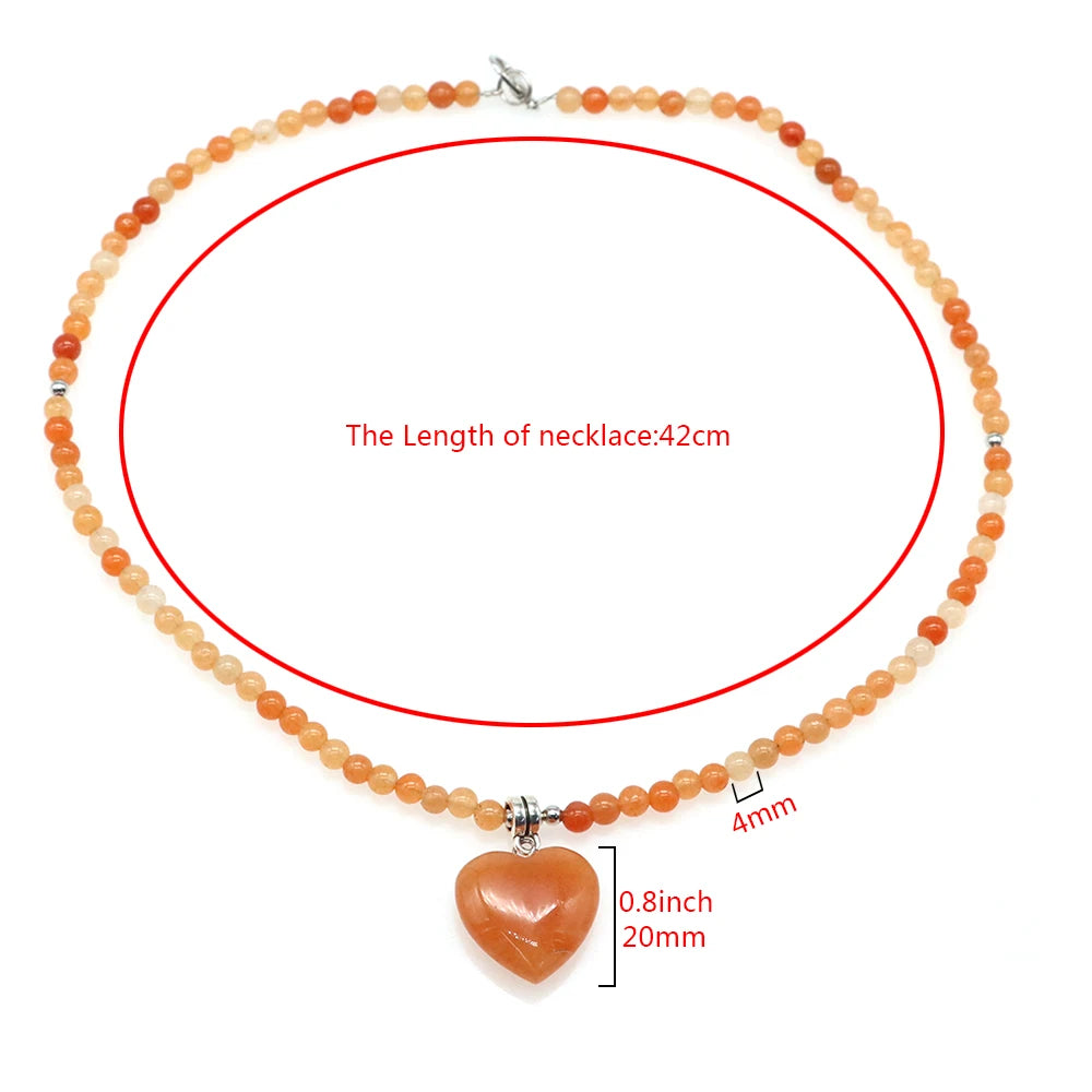 Heart Shaped Crystal Stone Pendants Necklaces