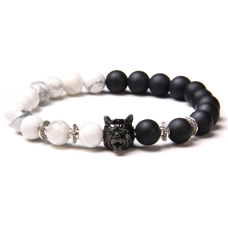 Alpha Wolf Head Charm Protection Diffuser Bracelet