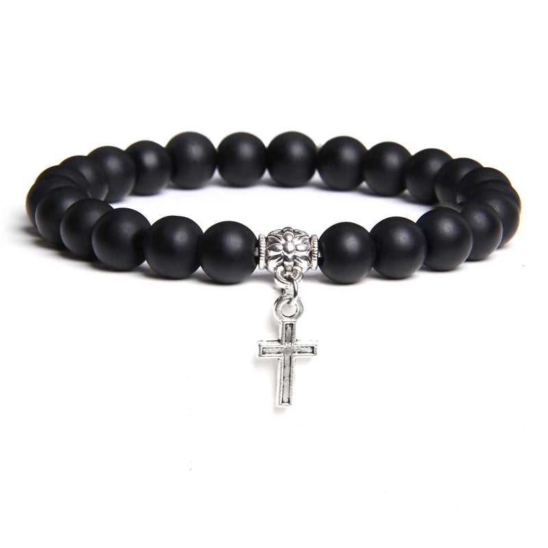 Cross Protection Pendant Bracelet Natural Stone Bracelets