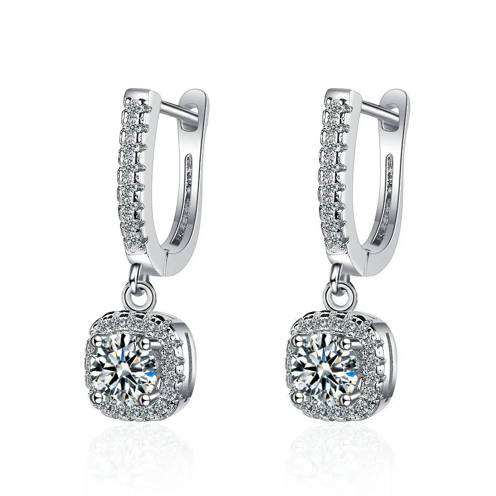 Moissanite Huggie Diamond Hoop Earrings