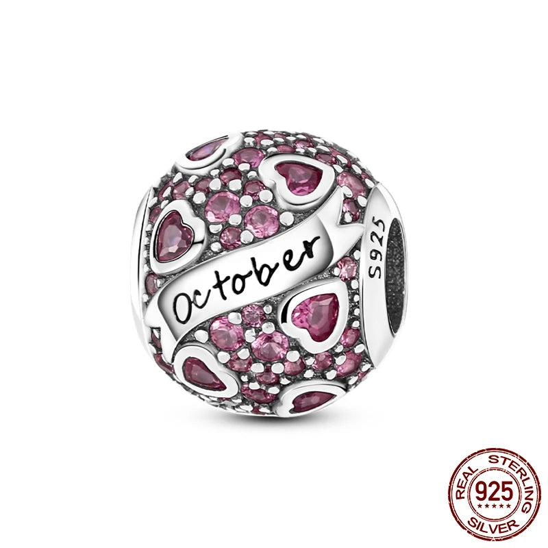 Zodiac Constellation Months Round Birthstone Charm Beads