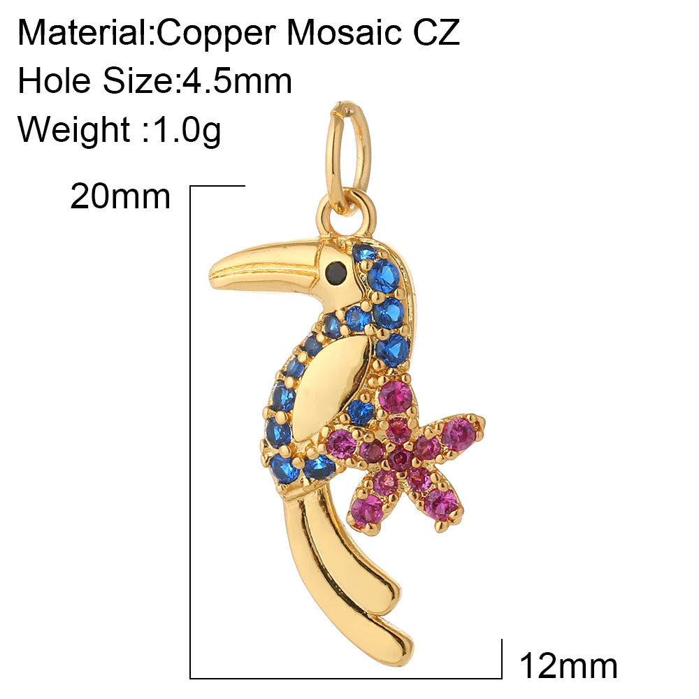 Cute Animals Plants Gold Bracelet Charm Pendants