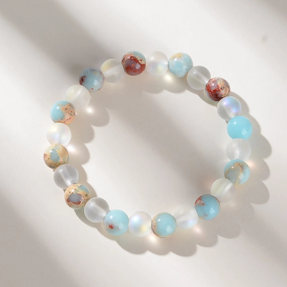 Merge Aura Quartz and Ocean Sediment Beaded Bracelet