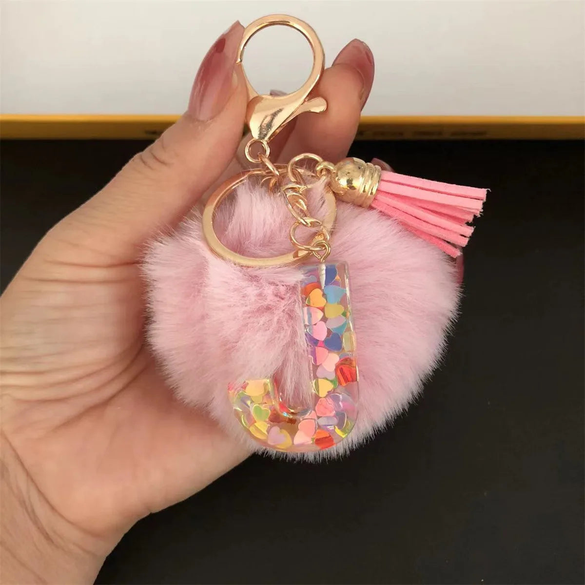 Pretty Pink Initials Alphabet Keychain Pendant