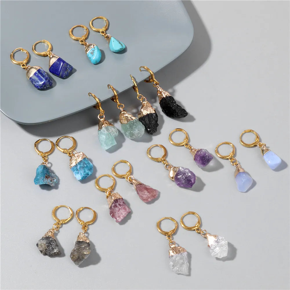 Natural Irregular Raw Stone Earrings & Necklace Sets