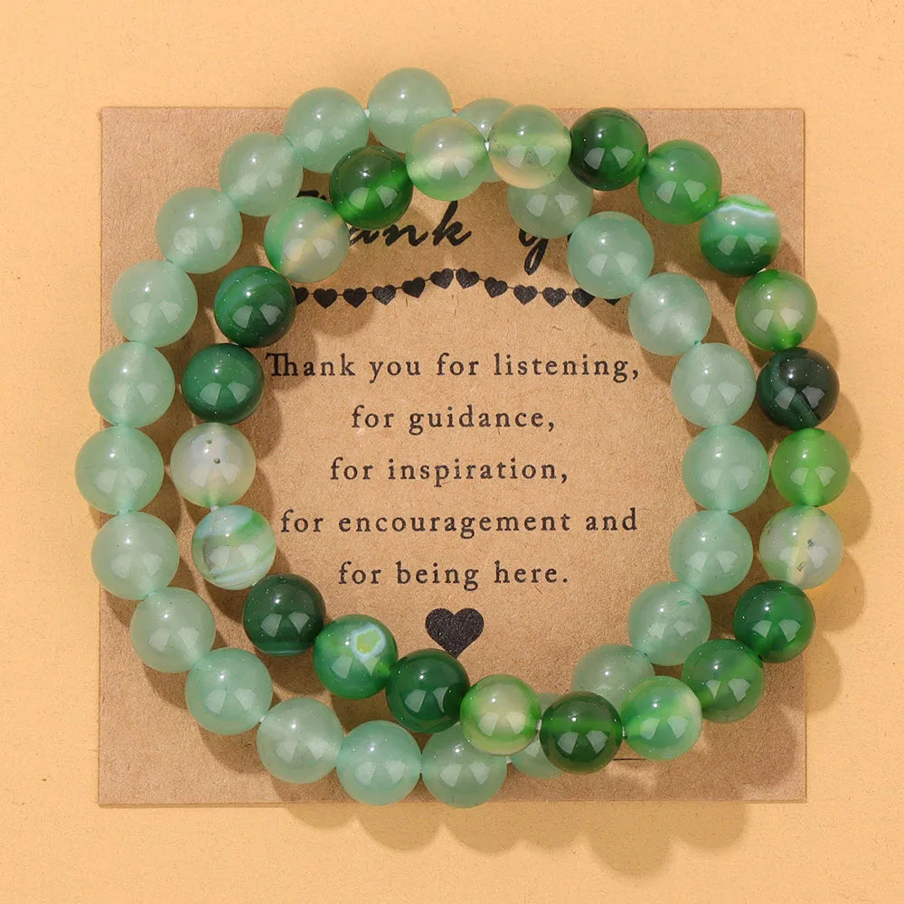Natural Stone "Thank You" Card Bracelets