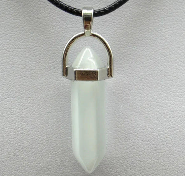 Natural Stone Crystal Hexagonal Pendant Necklace