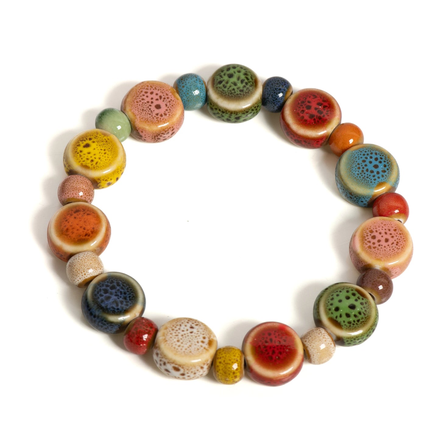 Colorful Starfish & Seashell Ceramic Beaded Bracelet