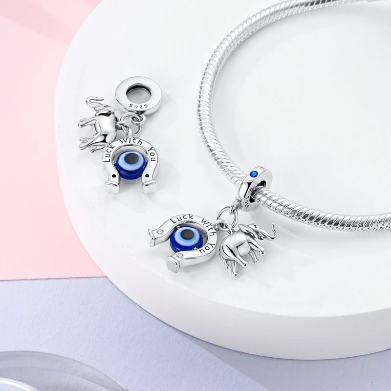 Empress Blue Platinum Pendant Charms Beads