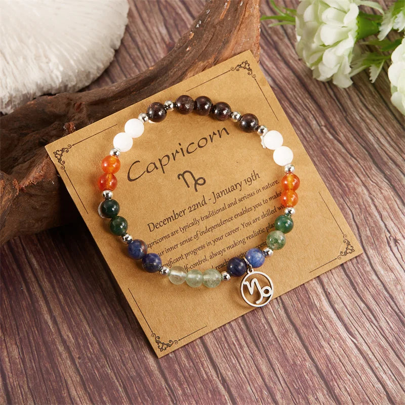 Colorful 12 Constellation Natural Stone Beaded Bracelets